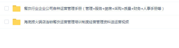 餐饮行业企业公司各种运营管理手册管理资料