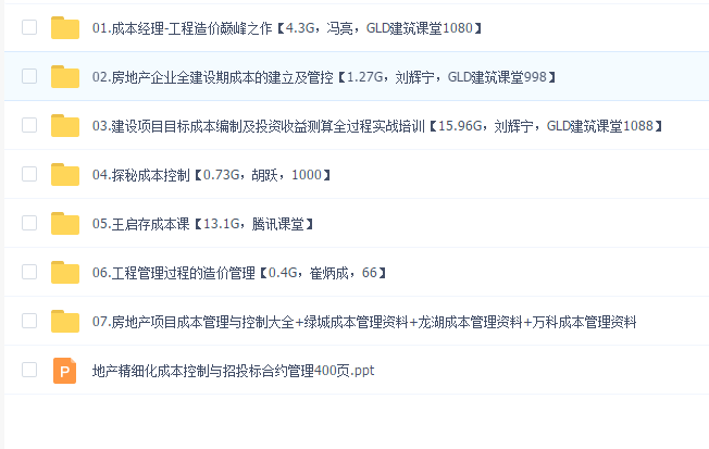 【建筑课题精品】成本管理专题课程套餐