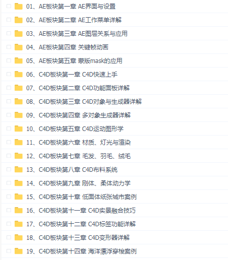 零基础小白1个月掌握AE、C4D特效视频教程