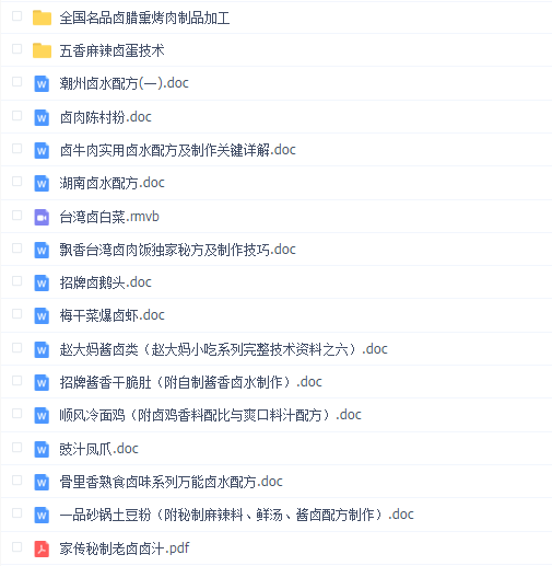 卤水卤料制作技术与配方大全 文字资料+培训教程