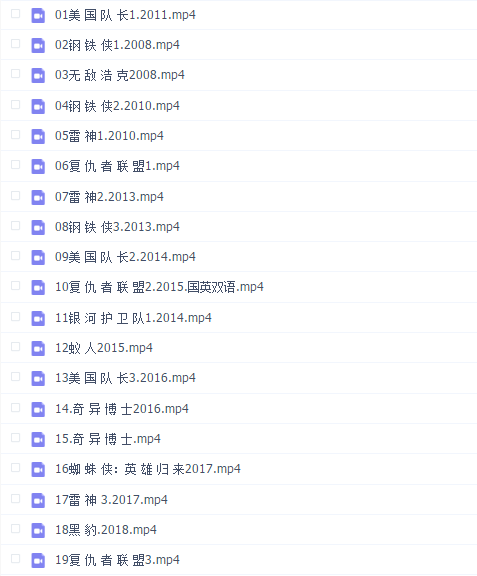 漫威电影合辑(19部)