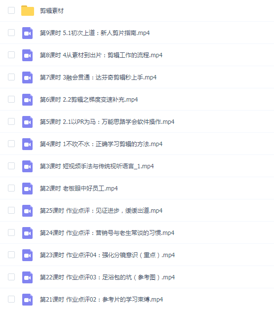 剪辑入行老实课程,工具人到秃发强者保姆级PR视频+素材 价值438元