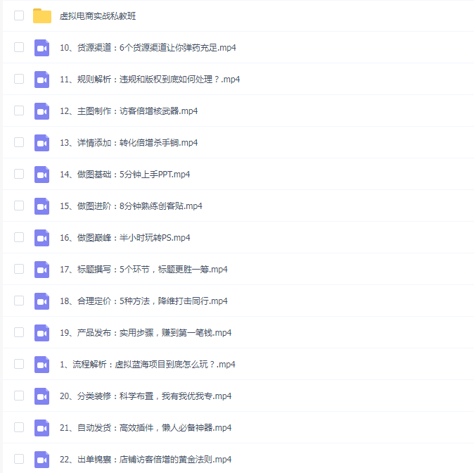 淘宝虚拟电商蓝海项目实战班+私教班