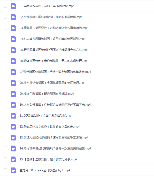 B站付费课程 MEspace天植的Procreate绘画课