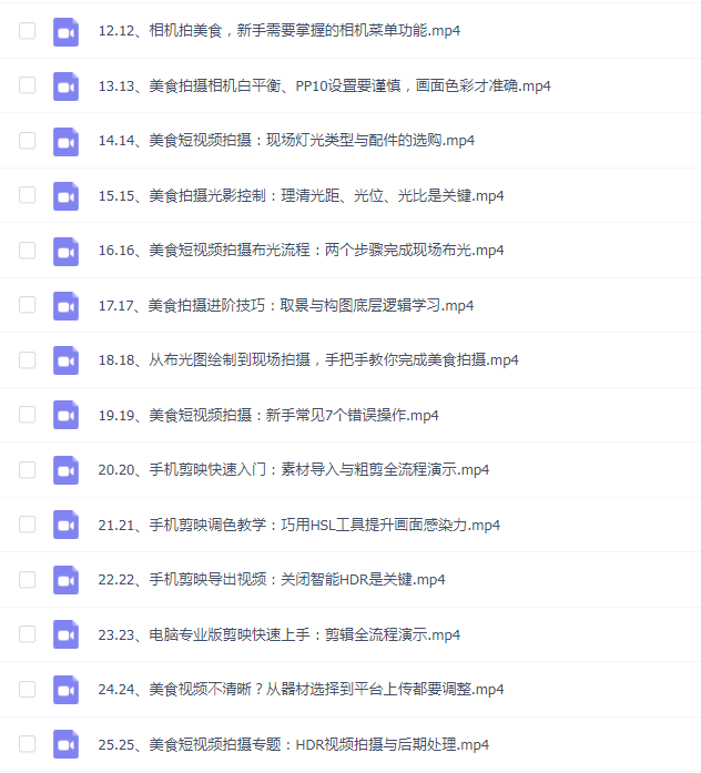 相机美食高清短视频教学
