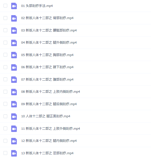 刘霞新版人体十二部刮痧视频课程13集